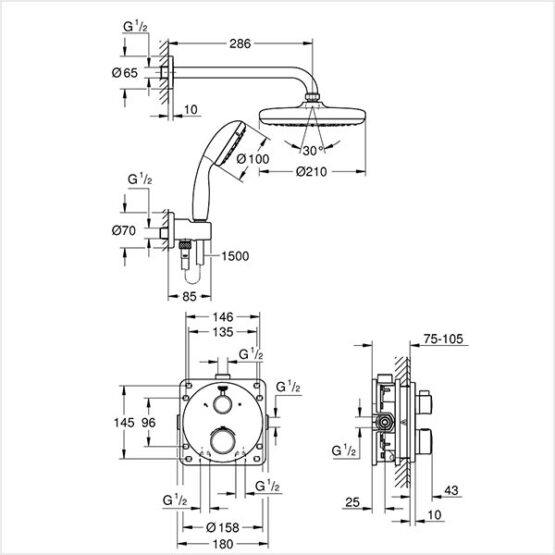 Set Dus Grohtherm Perfect Tempesta 210