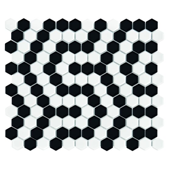 Mozaic Mini Hexagon B&W Coral 30x26