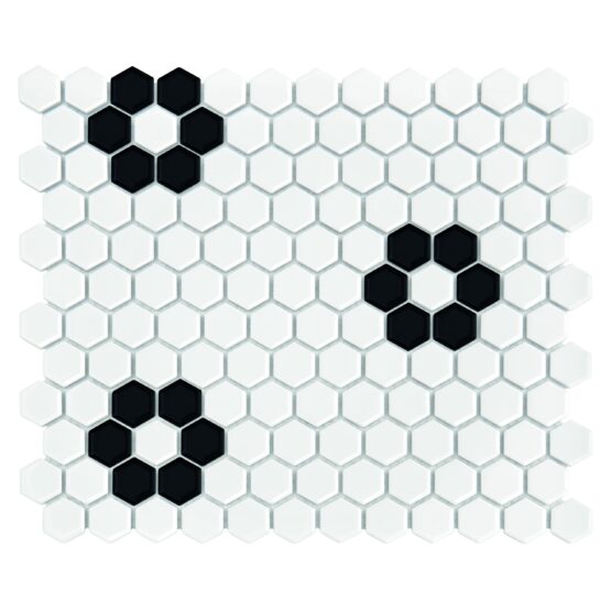 Mozaic Mini Hexagon B&W Flower 30x26
