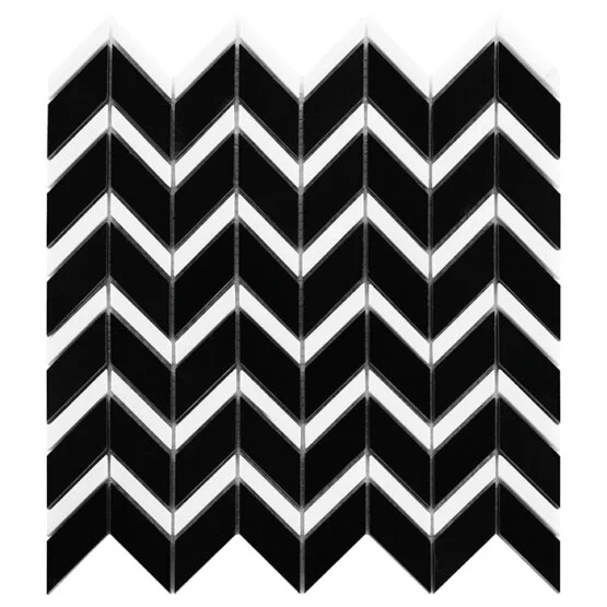 Mozaic Pure Black Chevron mix 30,5x30,5