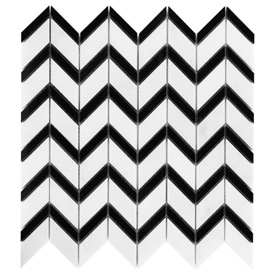 Mozaic Pure White Chevron mix 31x30,5