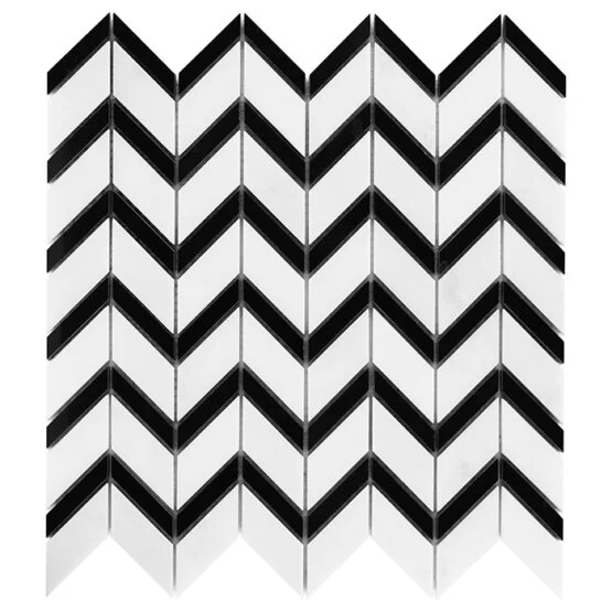 Mozaic Pure White Chevron mix 31x30,5