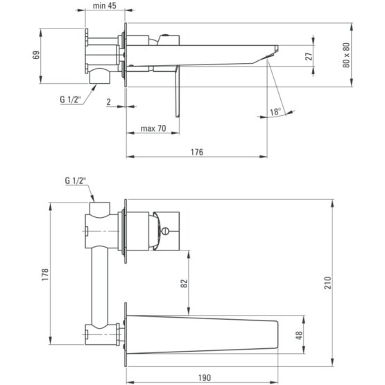 baterie lavoar incastrata BQG 054L schita