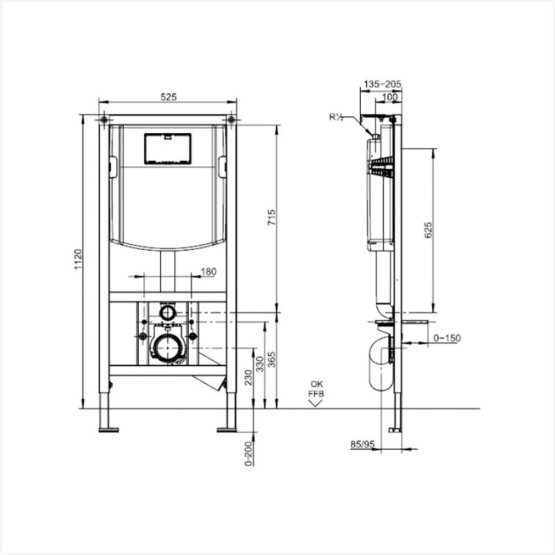rezervor incastrat ViConnect WC suspendat villeroy boch decoshop online schita