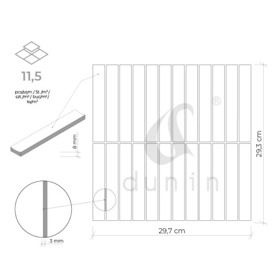 KitKat Carrara matt Wymiar plastra