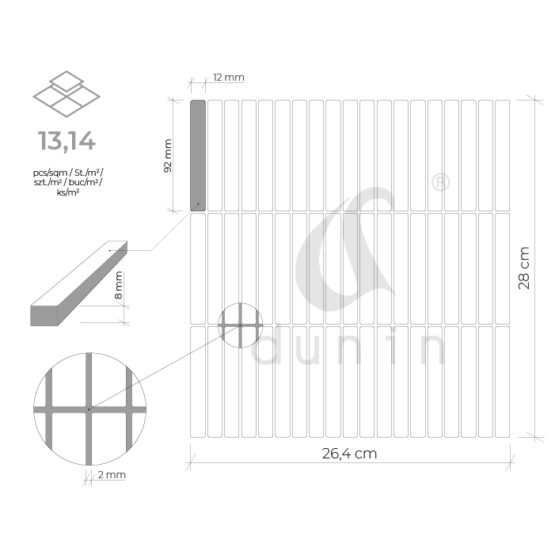 Mr. Twig Gold matt wymiary plastra
