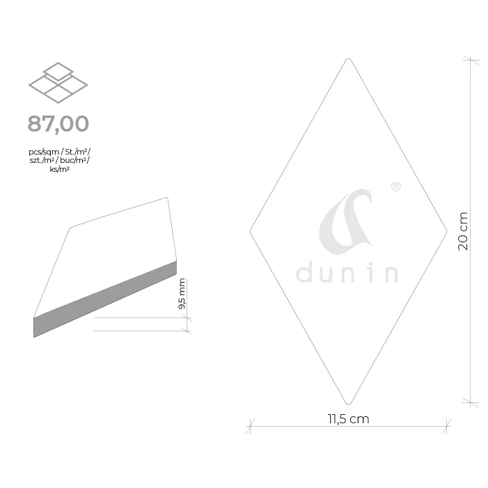 Rombic White 01 matt wymiar plytki